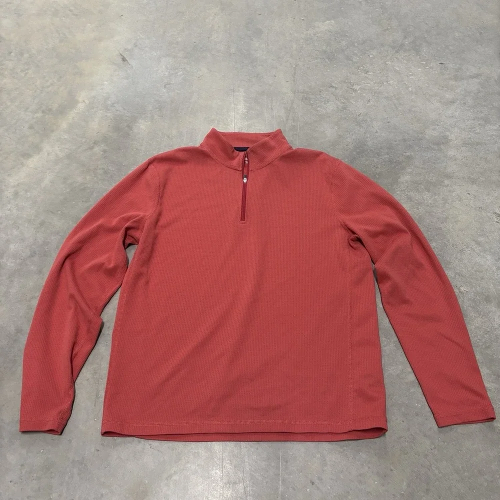 J Crew Shirt Men's M Red 1/4 Zip Long Sleeve Active Pullover Performance Stretch